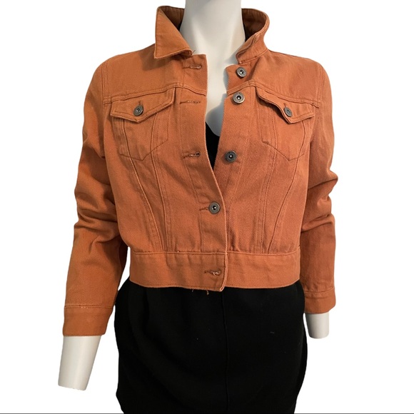 The Style Between Us Rust Cropped Denim Jacket S - Picture 5 of 9
